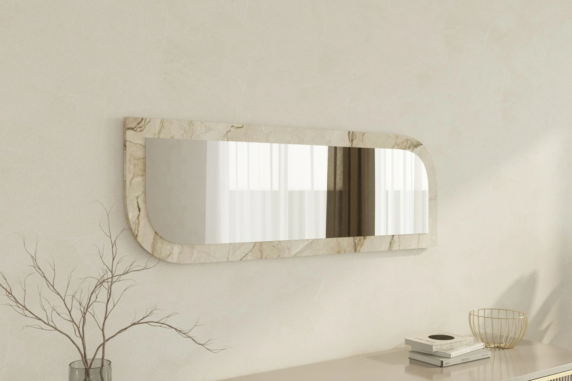 Pasqyrë Hanah Home, Arni, ngjyrë Ephesus dhe mermeri, 40x120cm