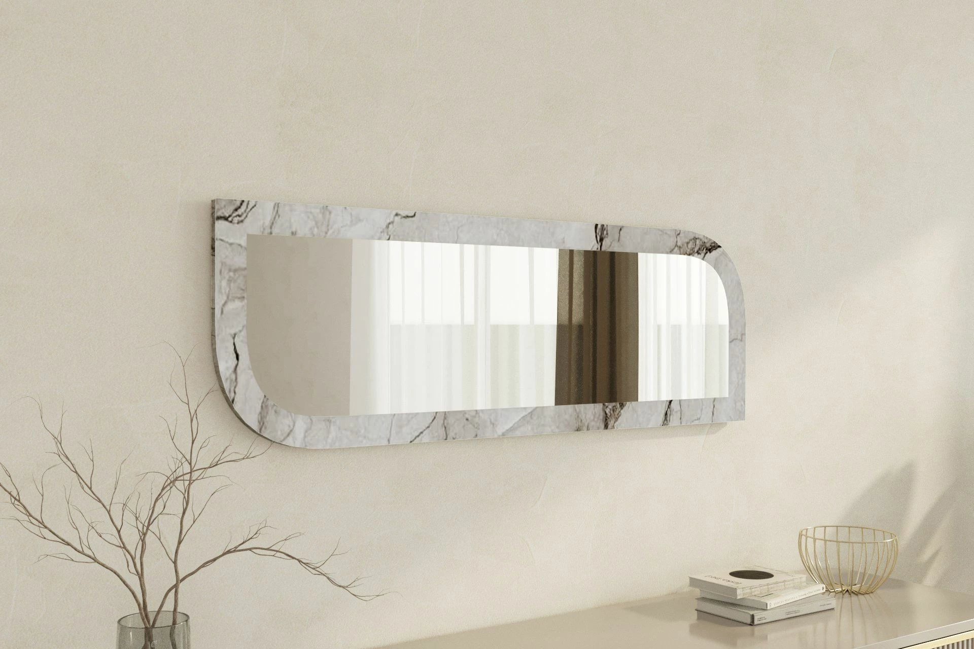 Pasqyrë Hanah Home, Arni, ngjyrë Ephesus dhe mermeri, 40x120cm