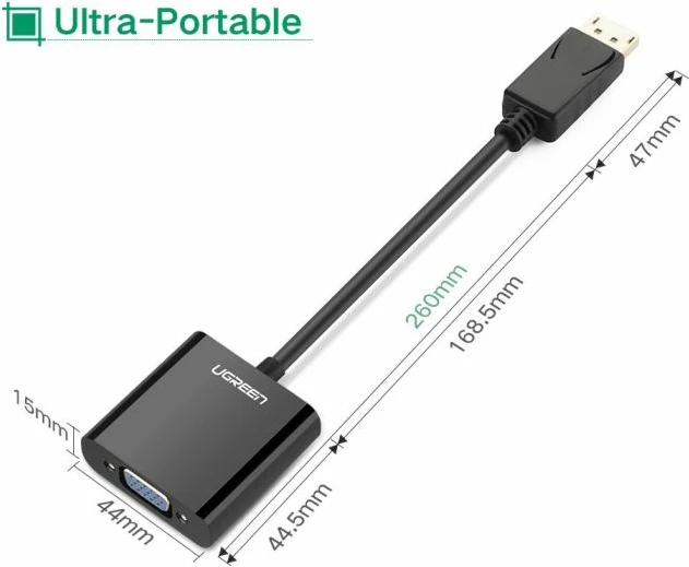 Adapter DisplayPort në VGA UGREEN 20415, 1080p, 15cm