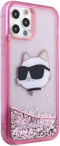 Mbështjellës Karl Lagerfeld KLHCP12MLNCHCP për iPhone 12/12 Pro 6.1", Glitter Choupette, rozë