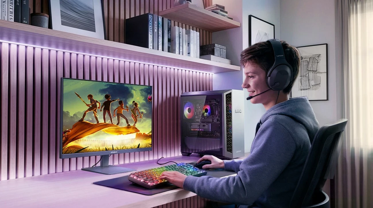 Monitor gaming Lenovo LOQ 27Q-10, 27", QHD IPS, 180Hz, HDR10, FreeSync, gri
