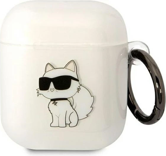 Mbështjellës Karl Lagerfeld KLA2HNCHTCT për AirPods 1/2, Choupette, transparent me unazë