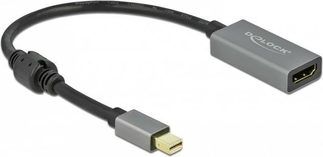 Adapter mini DisplayPort në HDMI DeLOCK, 4K 60Hz, 0.2m, zi/gri