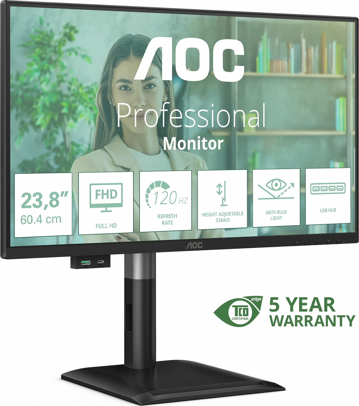 Monitor AOC 24P4U 23.8\" Full HD 120Hz USB-C, i zi