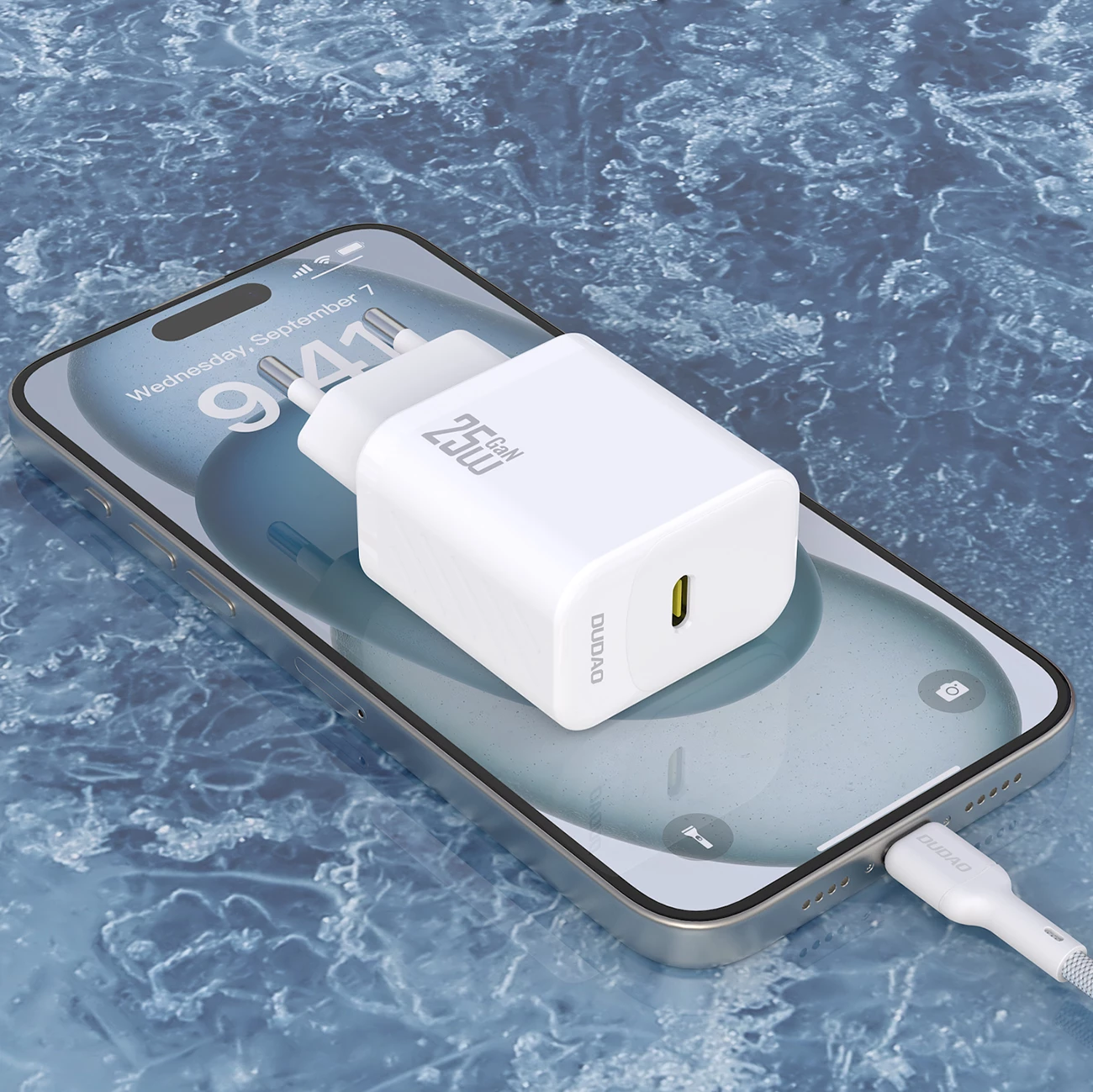 Karikues muri GaN, Dudao A27CEU, PD 25W, 1x USB-C, me kabllo USB-C në USB-C 1 m, i bardhë