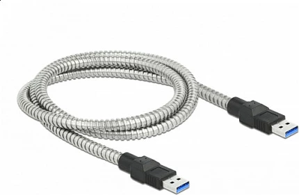 Kabllo USB DeLOCK USB 3.2 Gen 1 Type-A në Type-A, 1 m, 5 Gbit/s, metal, argjend