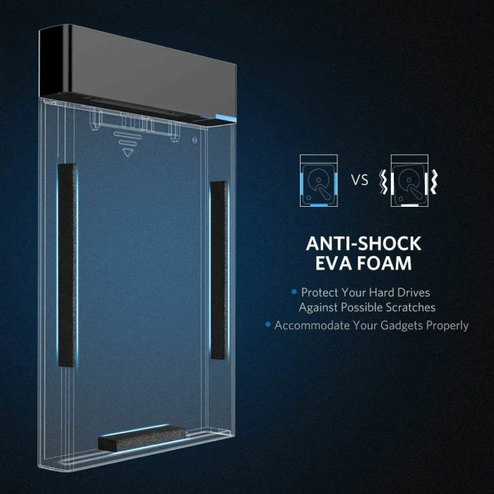 Kasë për HDD 2.5" UGREEN 50743, USB-C hyrje, SATA, deri 6TB, e zezë, Box