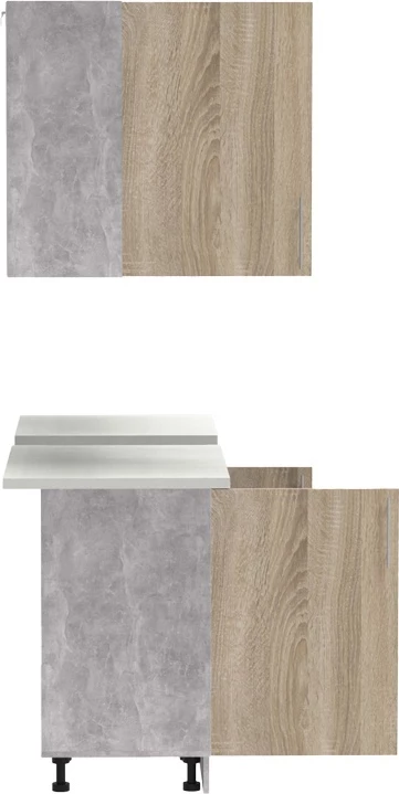 Njësi kuzhine Festa III melaminë, sonoma dhe sipërfaqe pune ngjyrë gri e lehtë, 140x60x85cm