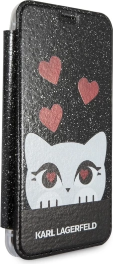 Mbështjellës Karl Lagerfeld Valentine për iPhone X/Xs, Eco-leather, i zi