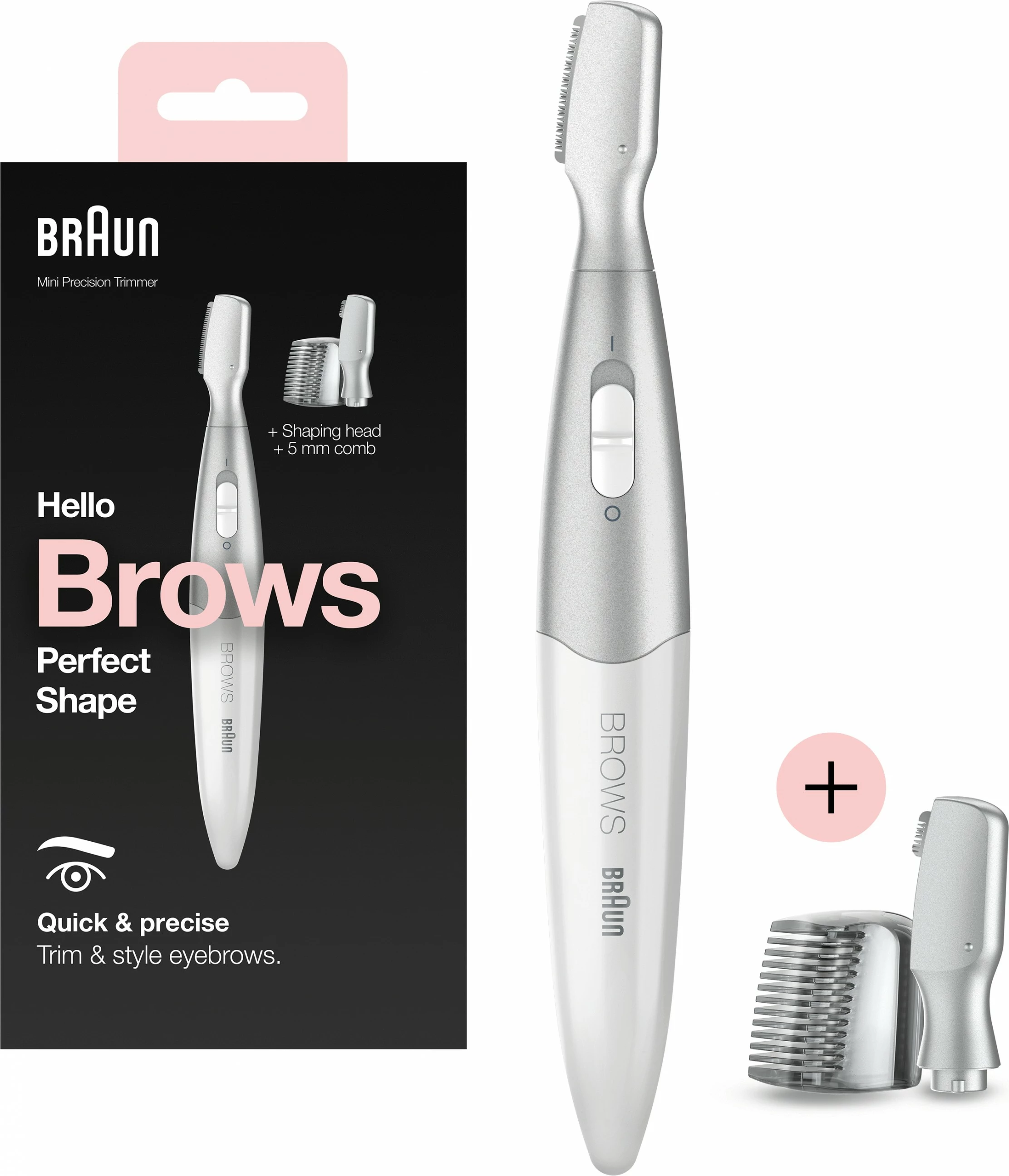 Trimmer Braun Silk-pil FG 1106, pa kabllo, për vetulla, ngjyrë argjendi