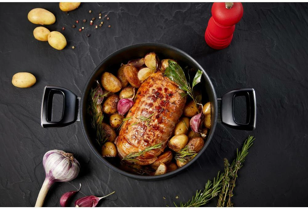 Tenxhere, Tefal, G2554672 Unlimited, 24 cm, e zezë, me kapak qelqi