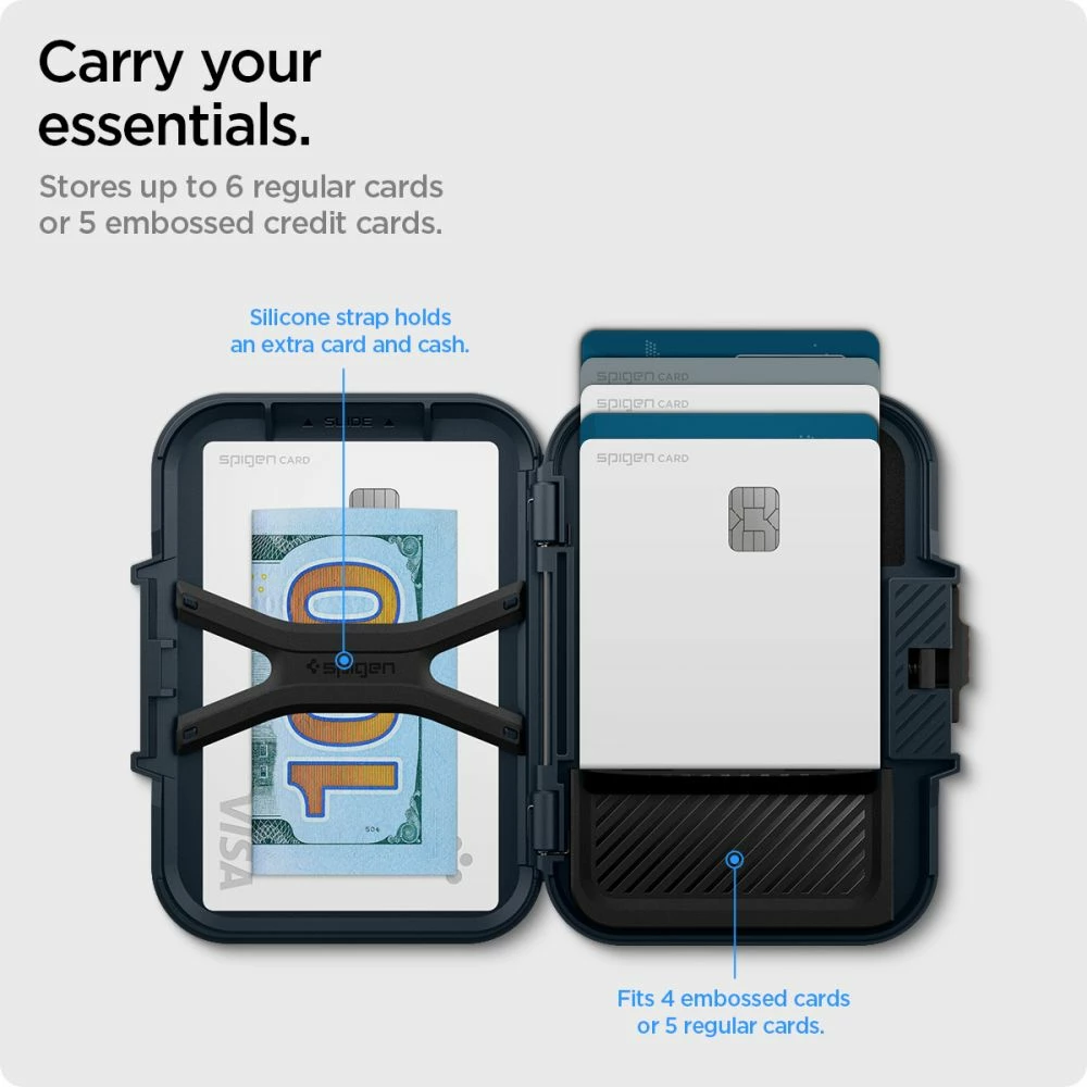 Mbështjellës Spigen Lock Fit MagSafe për kartela, Blu e errët