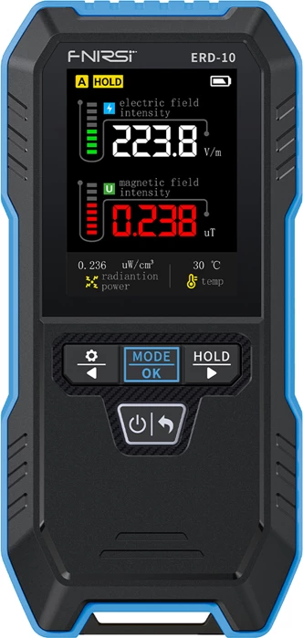 Detektor rrezatimi elektromagnetik FNIRSI ERD-10 4-në-1, ekran 2.4", bateri 1000 mAh, USB-C