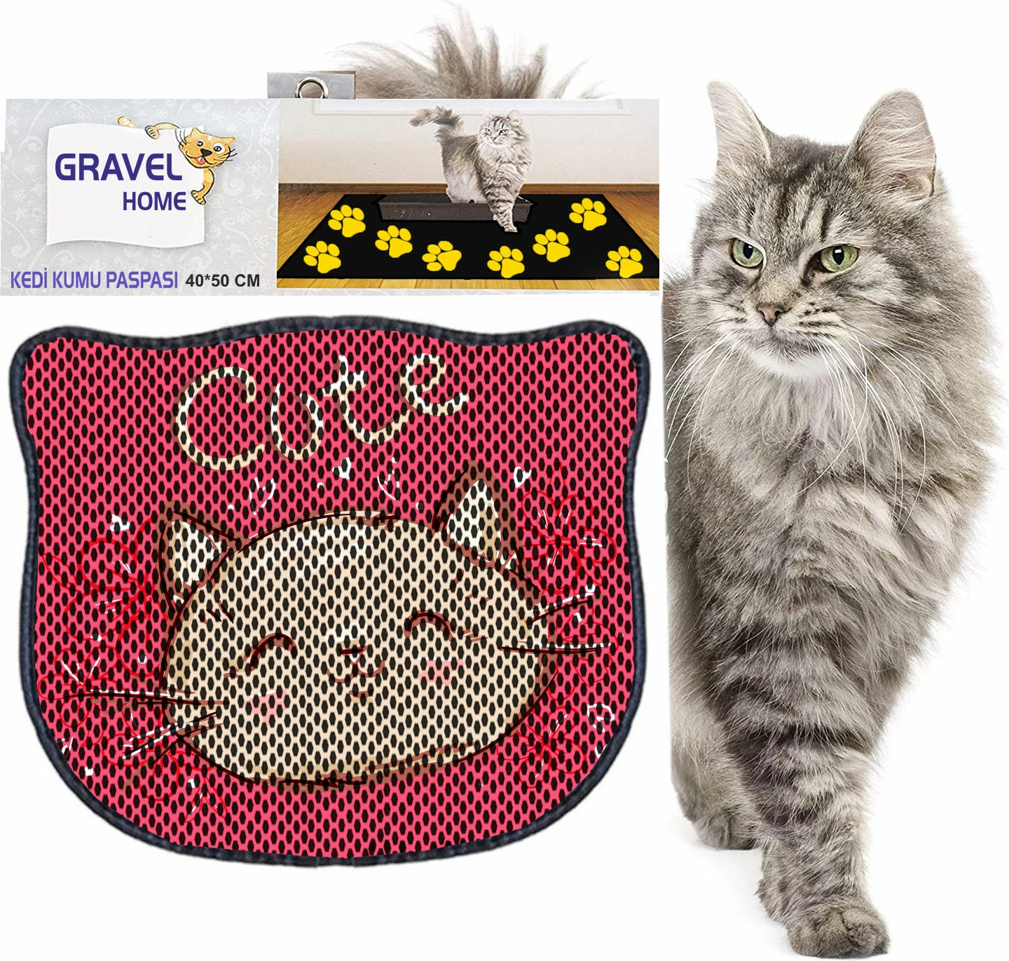 Tapet për rërë maceje, Paws & Whiskers, Kdkafa0180, shumëngjyrësh, 40x50cm