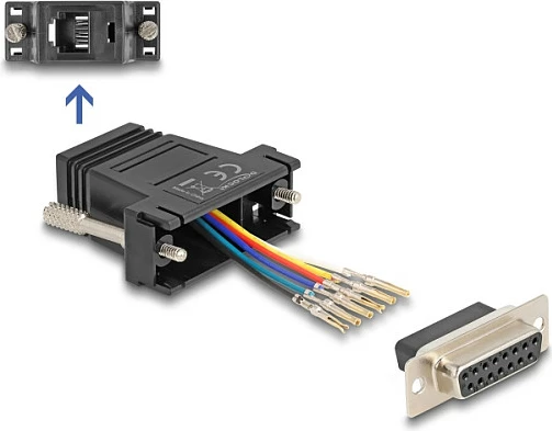 Adapter DeLOCK 67087, D-Sub 15 femër në RJ12, i zi