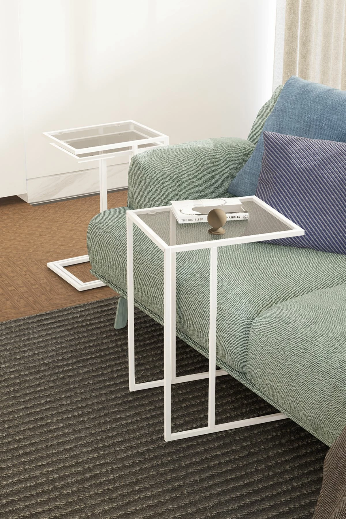 Set tavolinash të vendosshme, 3 copë, Hanah Home Ibiza C, e bardhë, fume