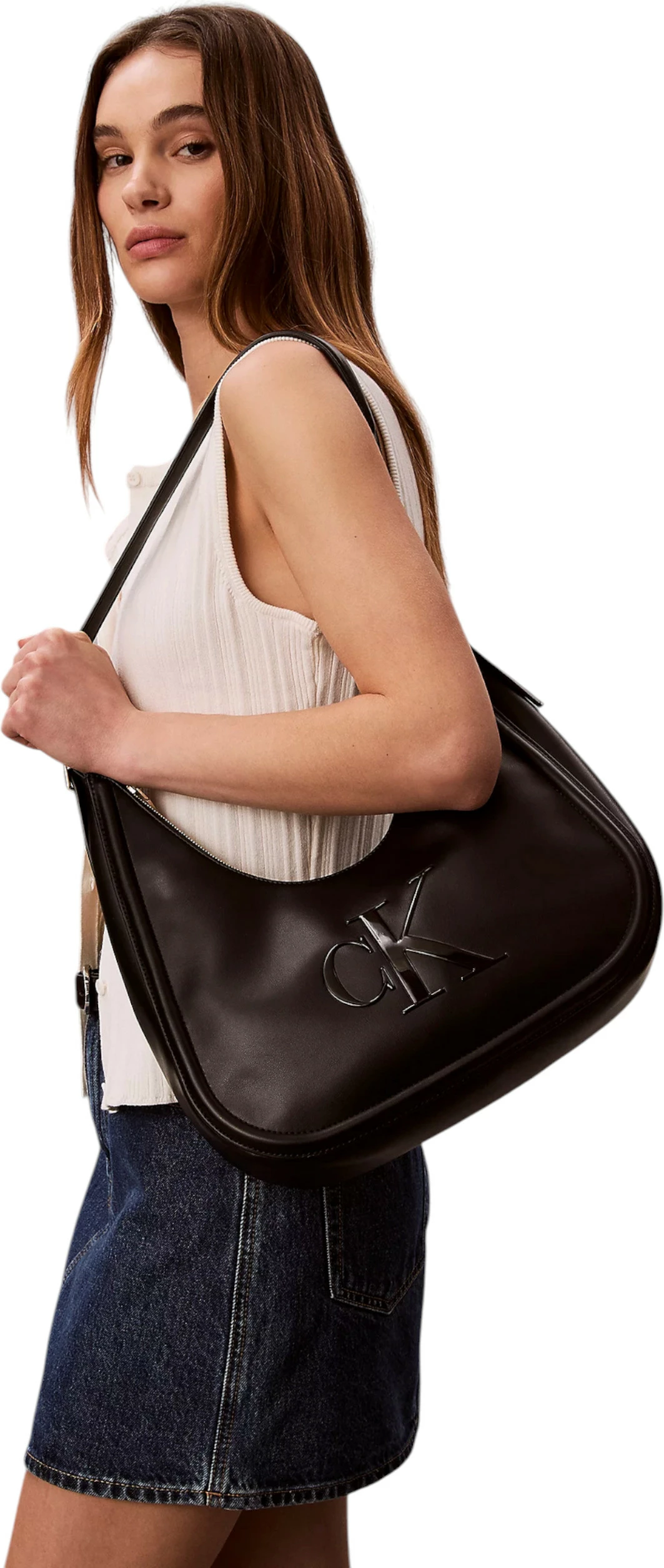 Çantë supi Calvin Klein BOLD CK CRESCENT LV04F3427G, e zezë