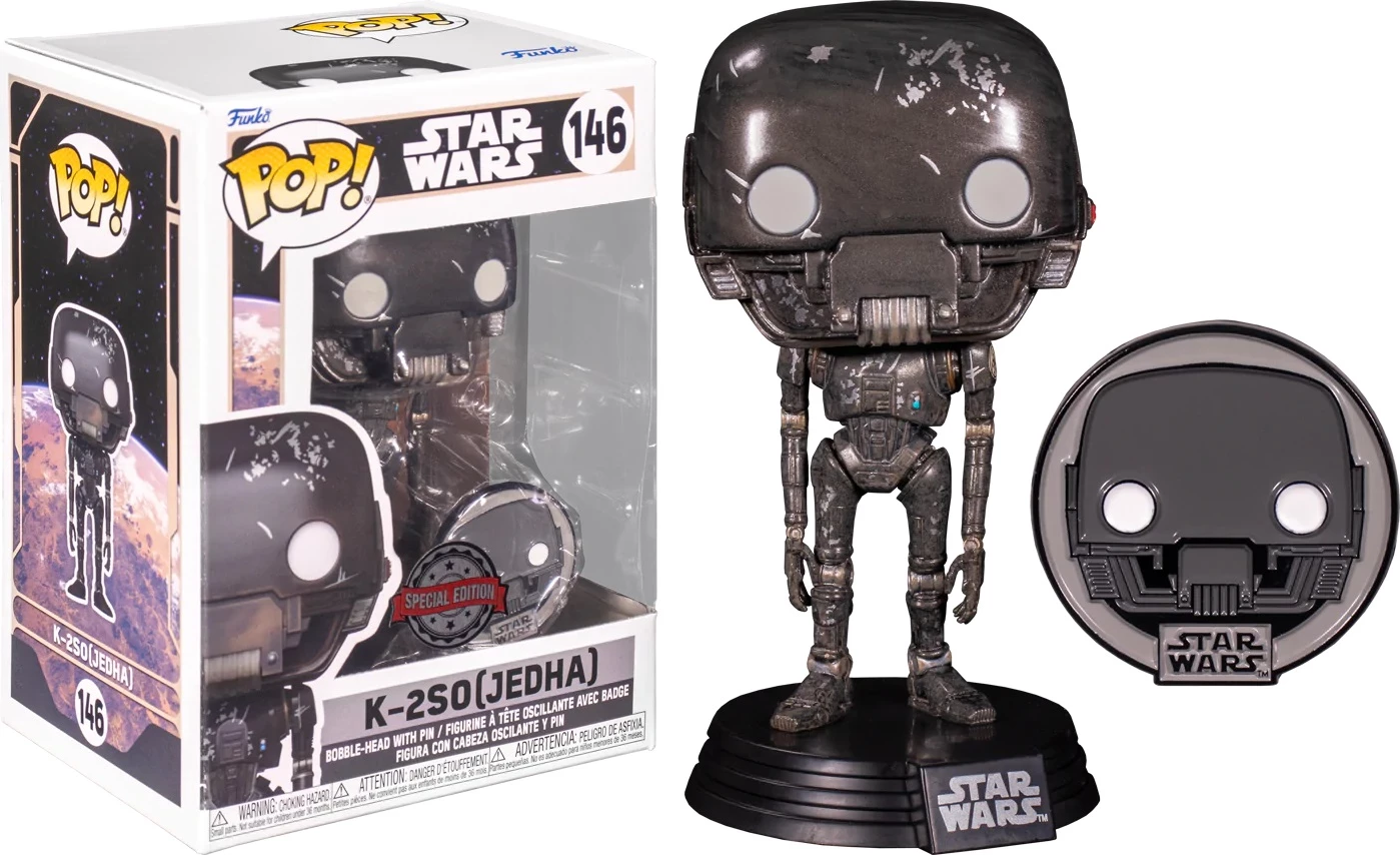 Figurinë koleksionuese Funko Pop Star Wars Across the Galaxy K-2SO me pin