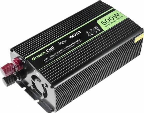 Inverter rryme Green Cell 12V në 230V 500W/1000W, i zi