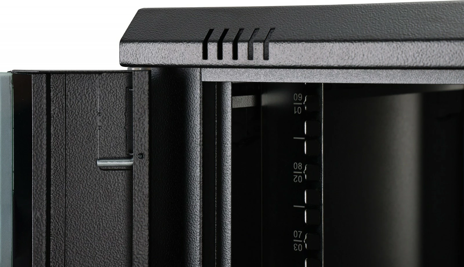 Kabinet rrjeti muror Digitus DN-37107 19" 9U 474x600x600mm derë xhami IP20 kapacitet 60kg i pa-montuar, zezë