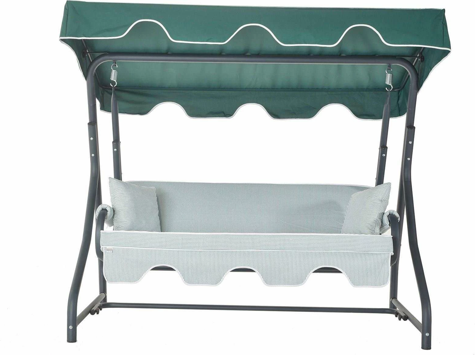 Karrige lëkundëse treshe për kopsht, Ruta, e gjelbër, e bardhë