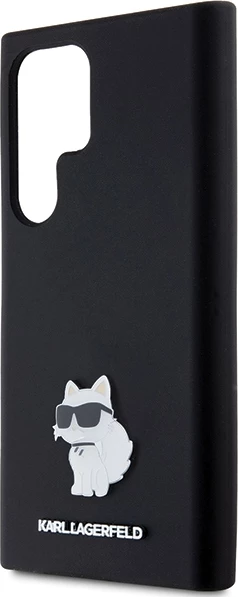 Mbështjellës Karl Lagerfeld Silicone Choupette Metal Pin për Samsung Galaxy S24 Ultra, i zi
