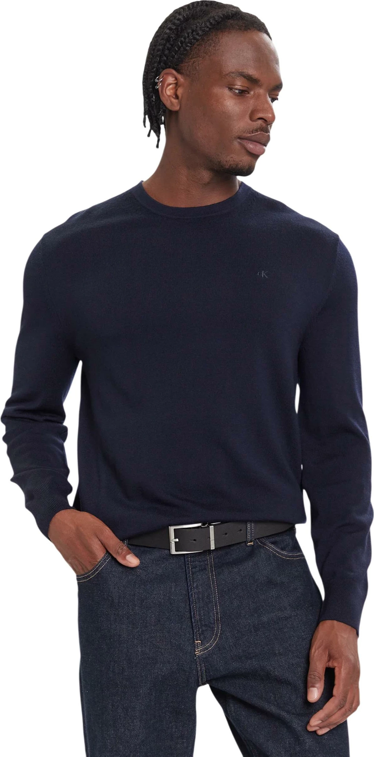 Xhemper për meshkuj Calvin Klein LS Merino Crew LV04LB305G, i kaltër i errët [Madhësia: M]