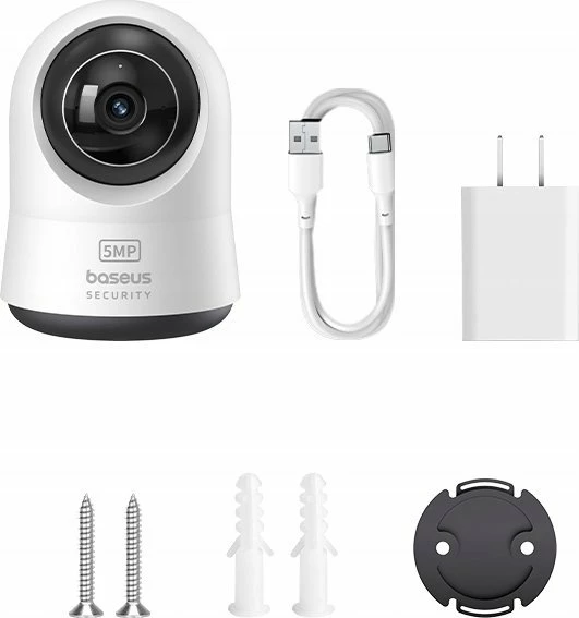 Kamerë sigurie e brendshme Baseus P1 Pro 3K 5MP Wi‑Fi Pan/Tilt 360° MicroSD deri 256GB, e bardhë