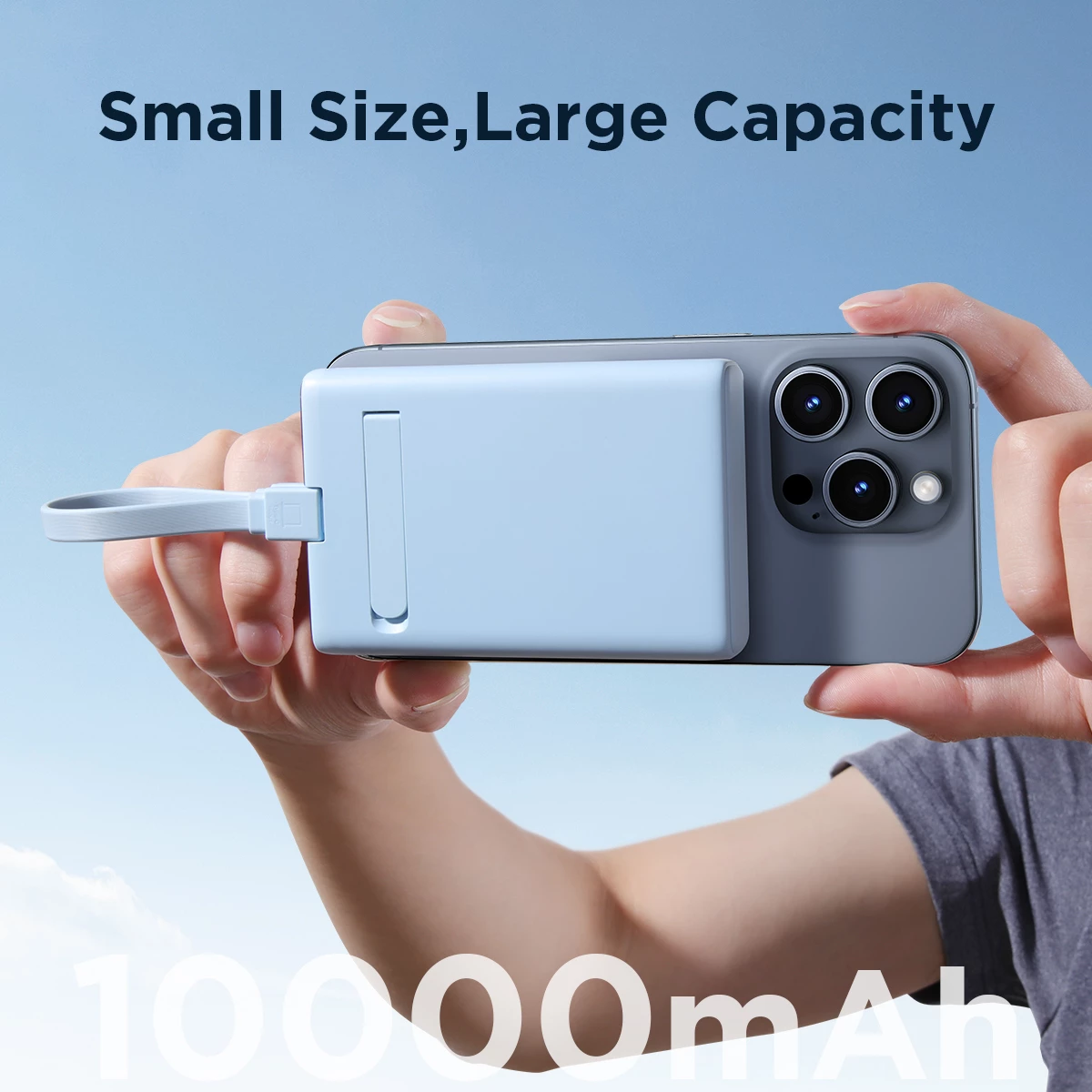 Powerbank Joyroom JR-PBM01, 10000mAh, 20W, MagSafe, me këmbë, kabllo Lightning-USB-C, Blu
