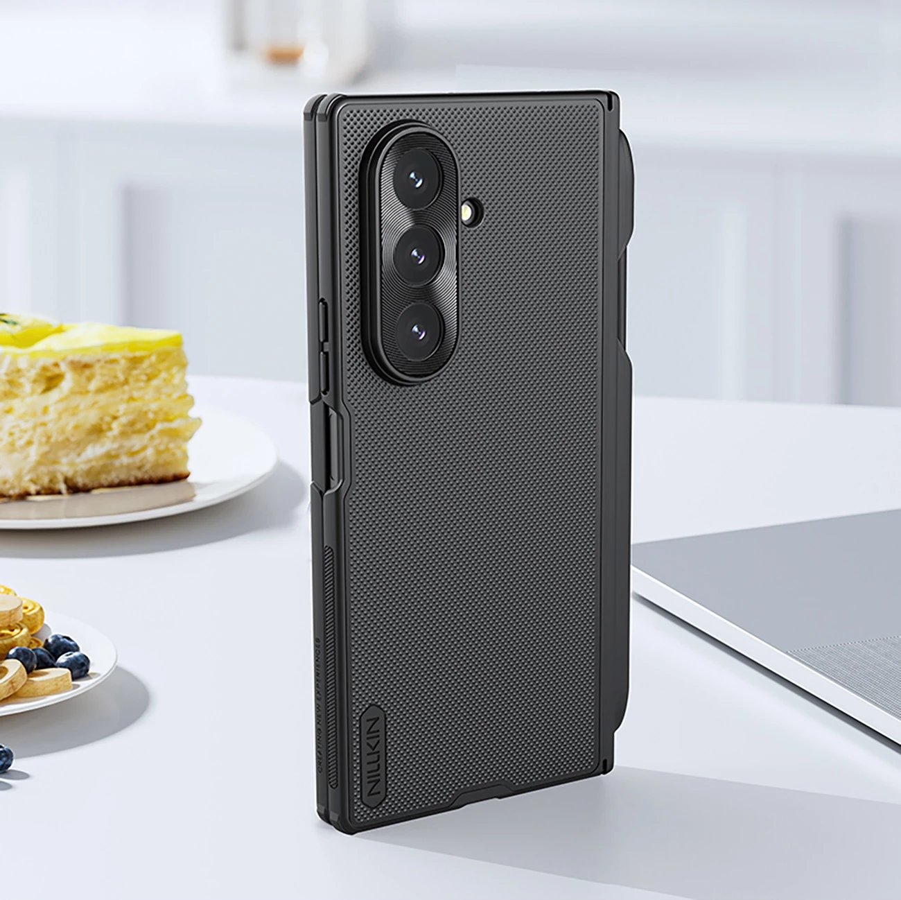 Mbështjellës, Nillkin, Super Frosted Shield Fold Magnetic për Samsung Galaxy Z Fold 7, kompatibil me MagSafe, hapësirë për S Pen, e zezë