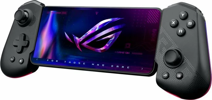 Kontroller gaming Asus ROG Tessen 90GC01D0-BGP000, USB-C për Android, palosshëm, 20 butona, 2 analoge, me ndriçim, me mbajtëse telefoni, e zezë/gri