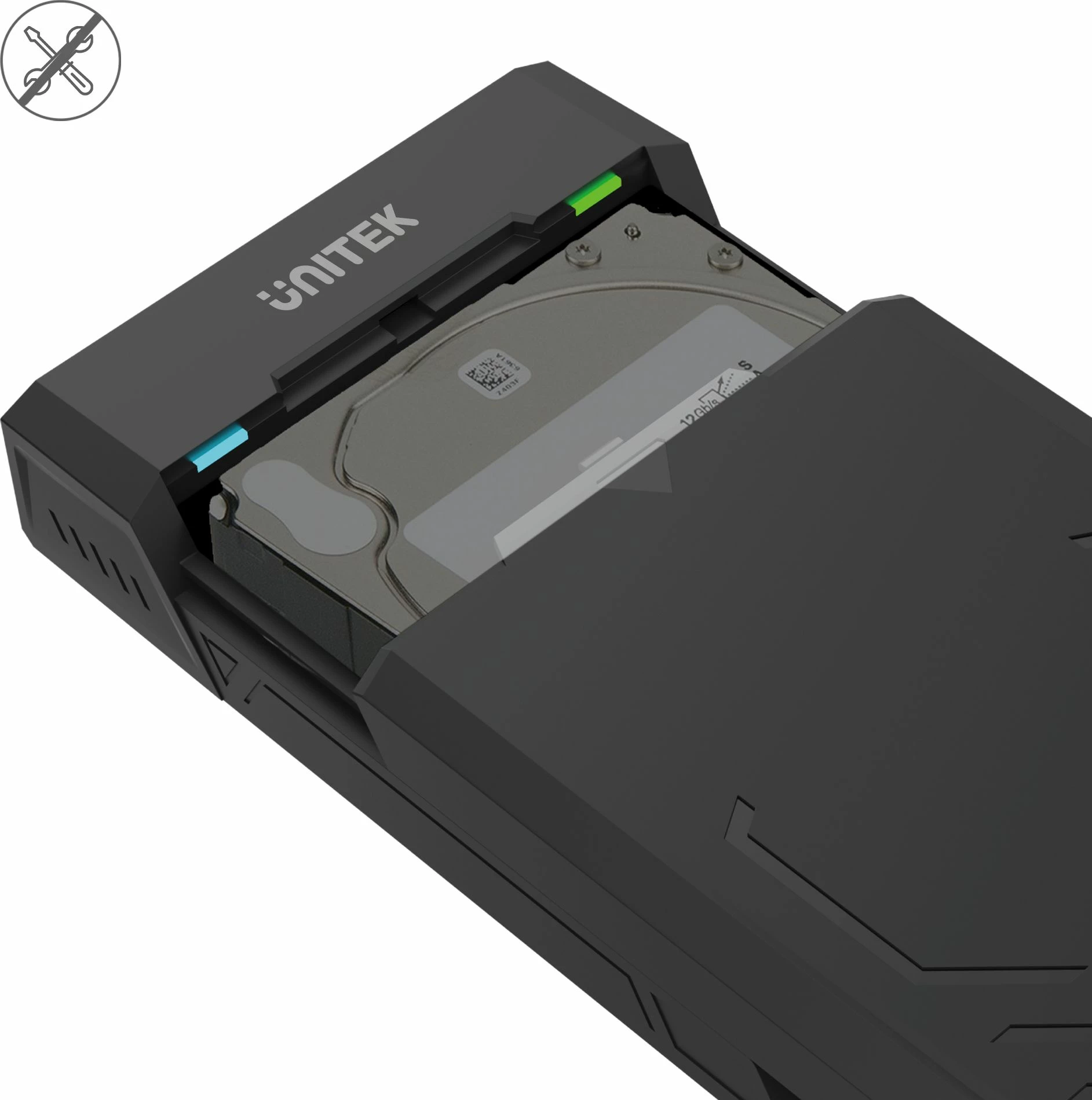 Kasë eksternale për HDD/SSD Unitek Y-3035, USB 3.2 Gen 1, SATA III, 2.5\"/3.5\", me adaptor, e zezë