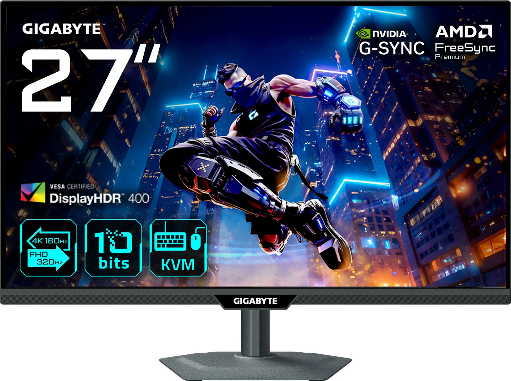 Monitor gaming Gigabyte M27UP 27" 4K UHD, Dual Mode 160Hz/320Hz, FreeSync Premium, i zi