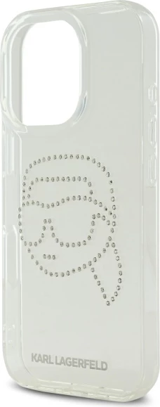 Mbështjellës Karl Lagerfeld KLHCP16XHKHDCELT për iPhone 16 Pro Max 6.9", transparent, IML Rhinestones Karl Head