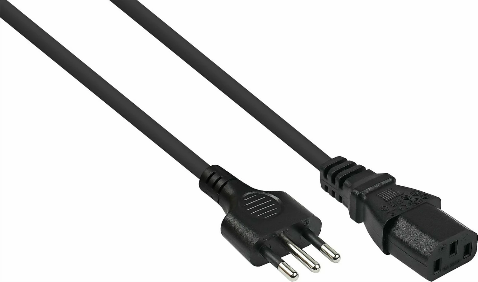 Kabllo rryme Kabelmeister, prizë italiane 3-pin në IEC C13, 1.8m, e zezë