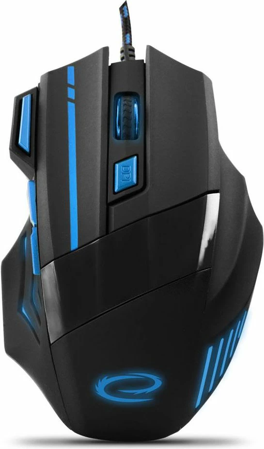 Maus Esperanza Wolf EGM201B, 2400 DPI, 7 butona, USB 2.0 me kabllo 1.5 m, LED backlight, zi/kaltër