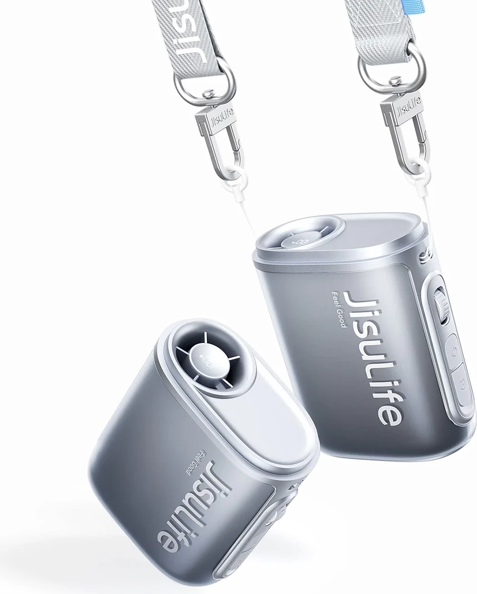 Ventilator qafe Jisulife Neck Fan 5 4500mAh, mini 3-në-1, USB-C, me litar, i zi