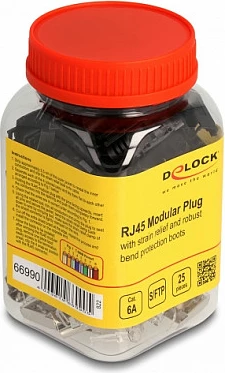 Prizë modulare RJ45 DeLOCK Cat.6A, 25 copë, SF/UTP (S-FTP), e zezë/argjendtë
