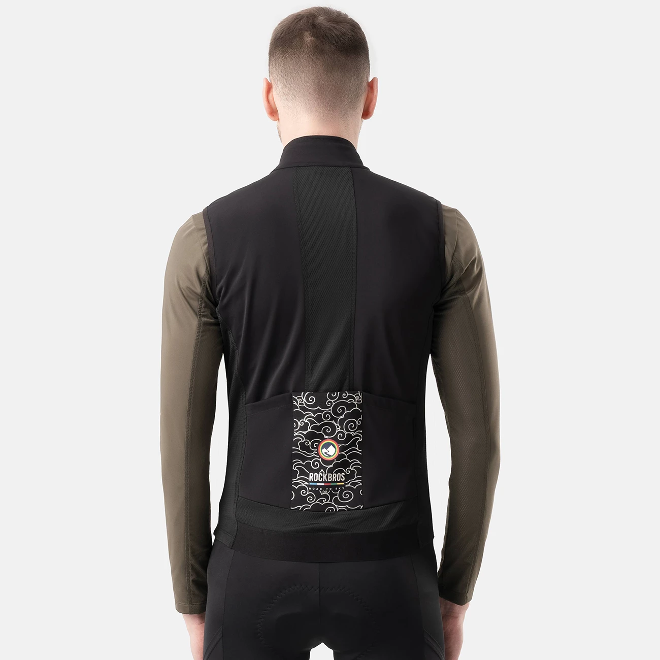 Jelek çiklizmi Rockbros TLMJ002 ROAD TO SKY, kundër ere i izolum, breathable me panele rrjete, 3 xhepa mbrapa, madhësia S, zi