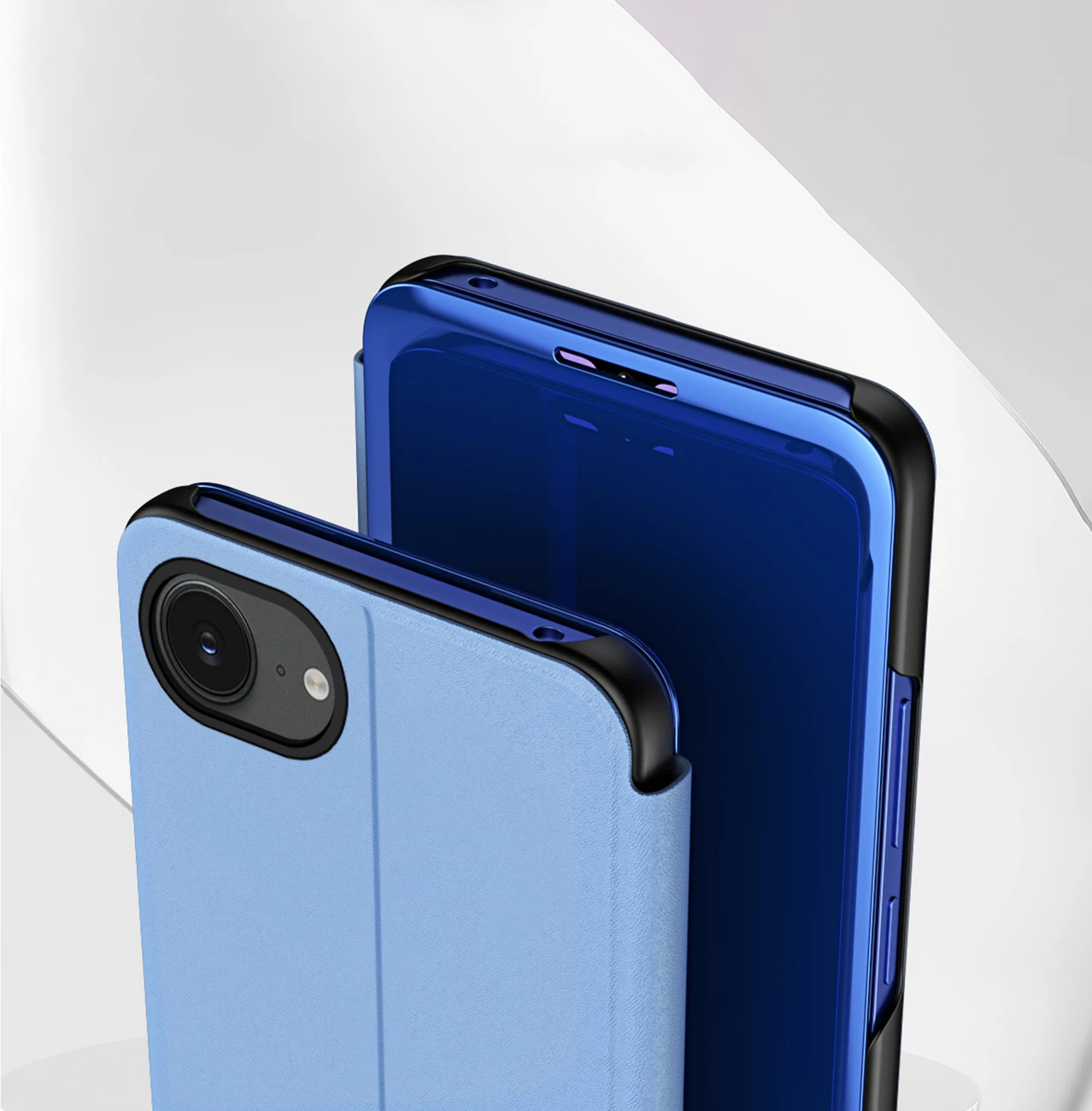 Mbështjellës Hurtel Clear View Case për iPhone 16e, me kapak, Blu