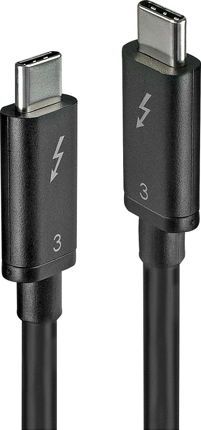 Kabllo Thunderbolt 3 LINDY 0.5m, USB-C në USB-C, 40Gbps, e zezë