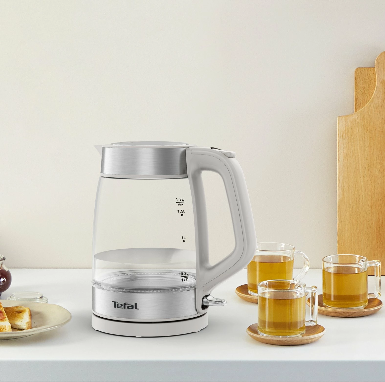 Çajnik elektrik Tefal KI605B30 1.7L 2200W, argjendtë/transparent