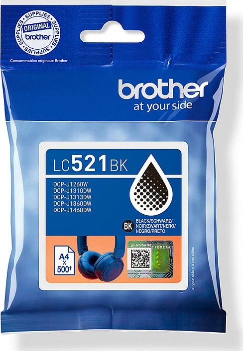 Kartrixhe boje Brother LC521BK, origjinale, 500 faqe, e zezë