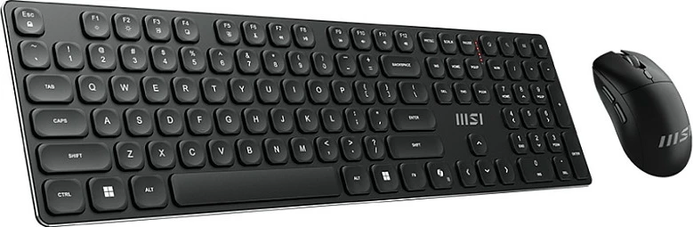 Set tastierë + maus wireless MSI FORGE K210, Full-size (100%), mekanike, USB dongle, 1600 DPI, e zezë