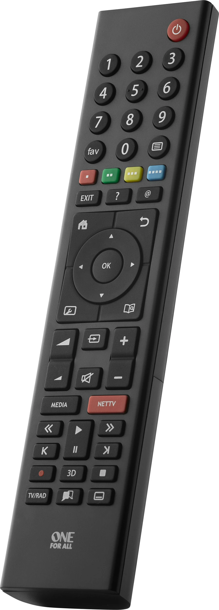 Telekomandë zëvendësuese One For All për TV Grundig, IR, 2xAAA, e zezë