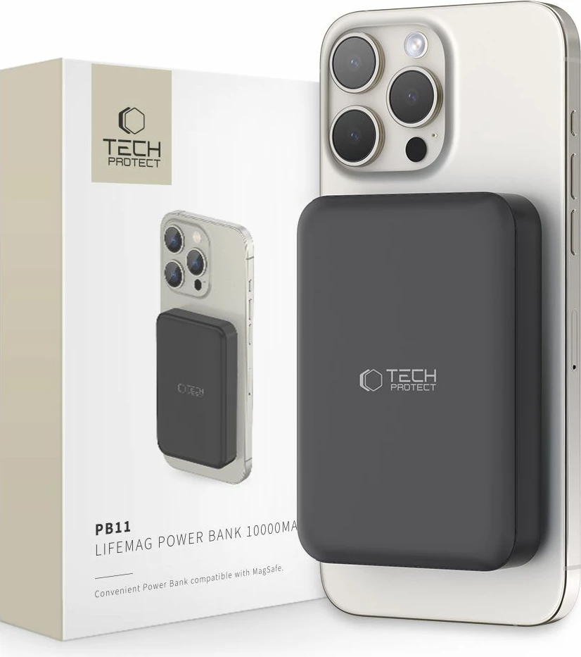 Powerbank Tech-Protect LifeMag PB11 10000mAh me MagSafe, 15W, USB-C, e zezë