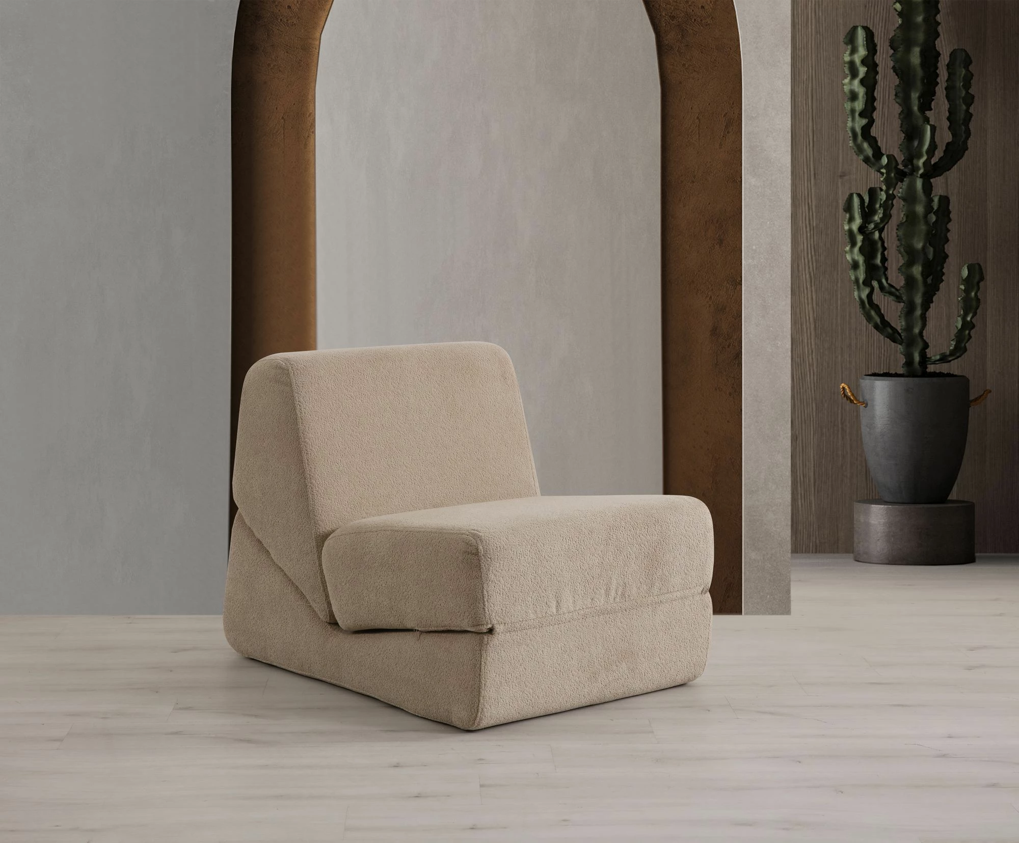 Krevat-karrige një vendës, ngjyrë krem e errët, Atelier del Sofa, Origami Convertable