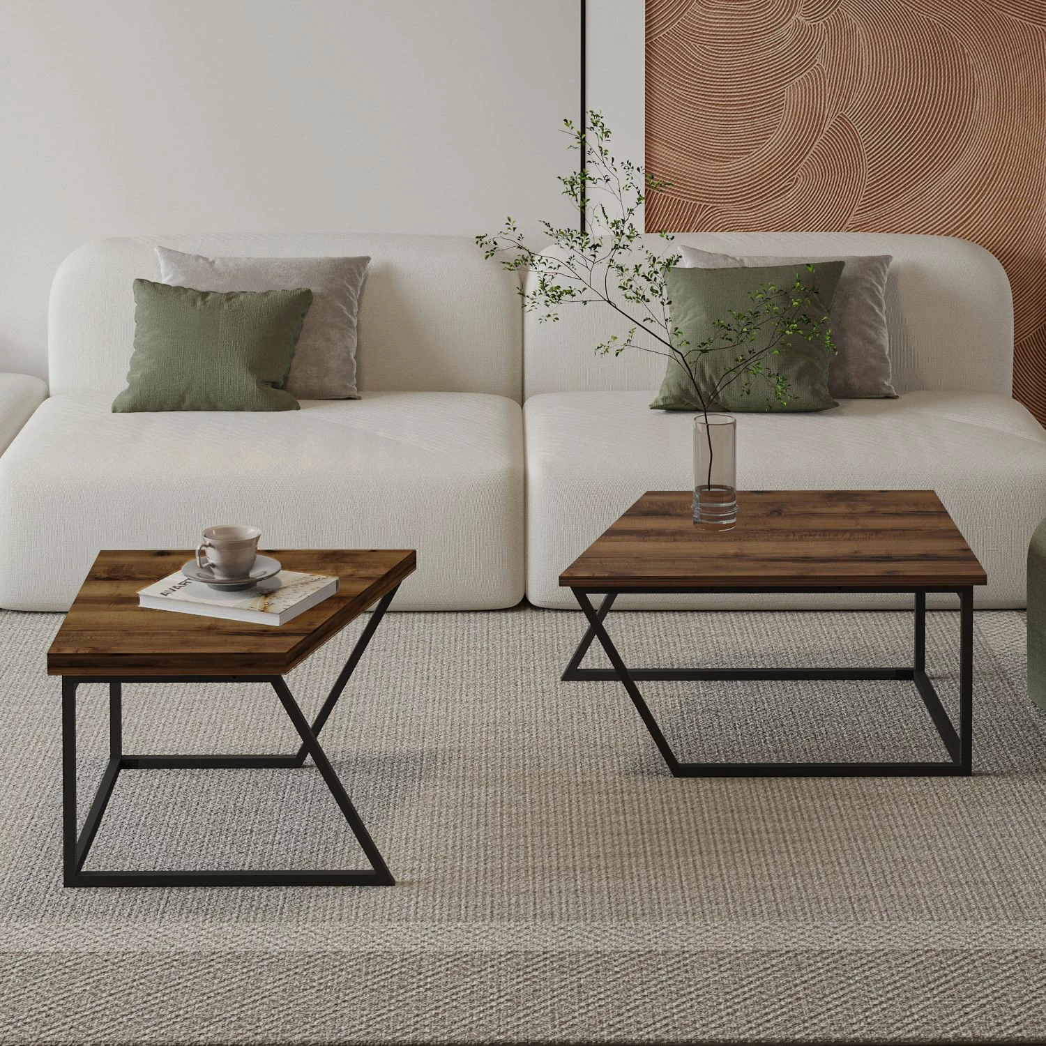 Set tavolinash kafeje Skye Decor, Verona P0024623, ngjyrë arre rustike