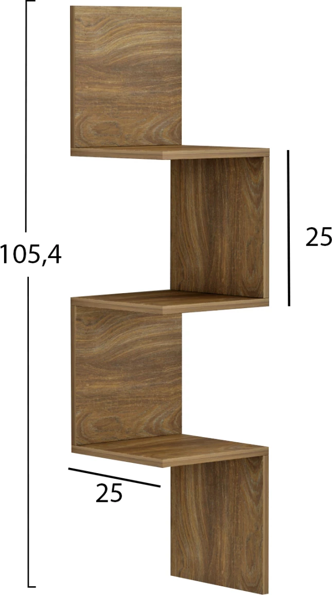 Raft këndi për mur, ILLUSION, FH8935.11, melaminë, natyrale, 25x25x105,4H cm