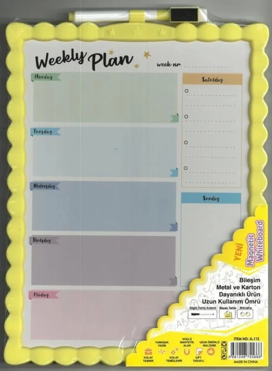 Tabela Magnetike “Weekly Plan” me Marker